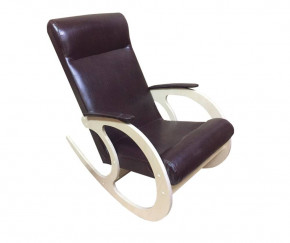 Кресло-качалка (эко-кожа темно-коричневая/млечный дуб) в Мортке - mortka.germes-mebel.ru | фото