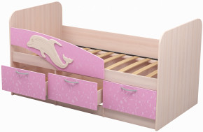 Кровать Дельфин 1,6 (Дуб молочный/фасад - Ламарти розовый) в Мортке - mortka.germes-mebel.ru | фото