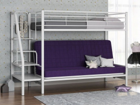 Кровать двухъярусная с диваном "Мадлен-3" (Белый/Фиолетовы) в Мортке - mortka.germes-mebel.ru | фото