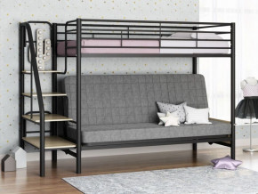 Кровать двухъярусная с диваном "Мадлен-3" (Черный/Серый) в Мортке - mortka.germes-mebel.ru | фото