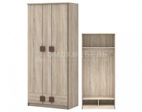 Шкаф для платья 2 дверный с ящиком Шк24 МС Диско (дуб сонома/шоколад) в Мортке - mortka.germes-mebel.ru | фото